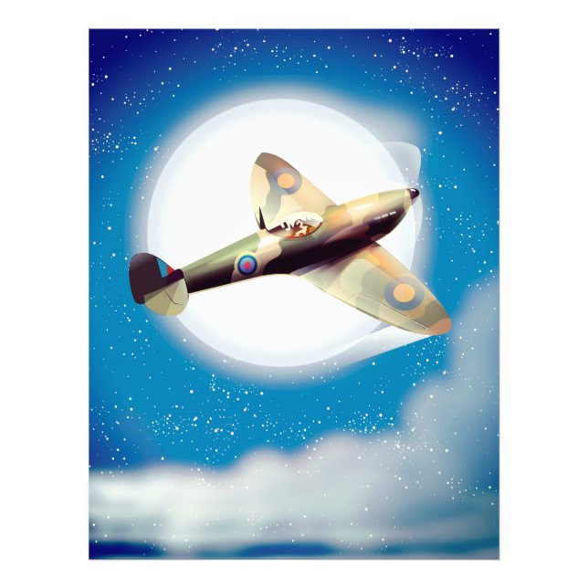 Spitfire flygplansaffisch tryck (Framsidan)
