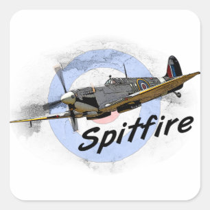 Spitfire Fyrkantigt Klistermärke