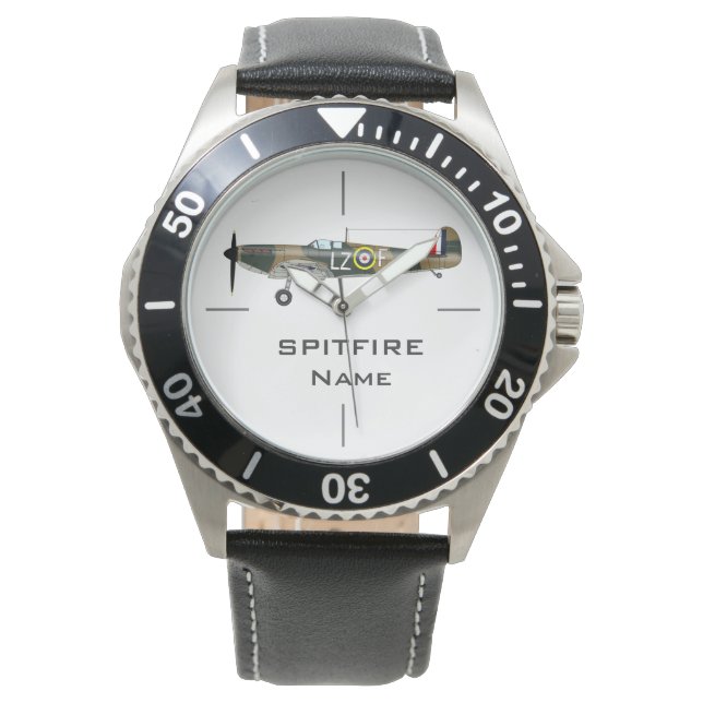 SPITFIRE | illustration av WWII-luftfartyg Armbandsur (Framsida)