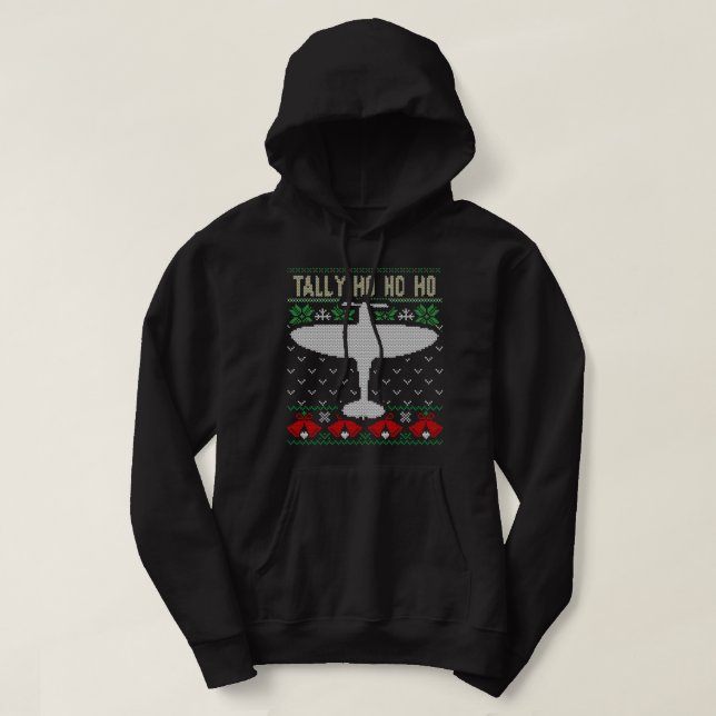 Spitfire jul ful julklapps stil flygplan Flyg Hoodie (Design framsida)