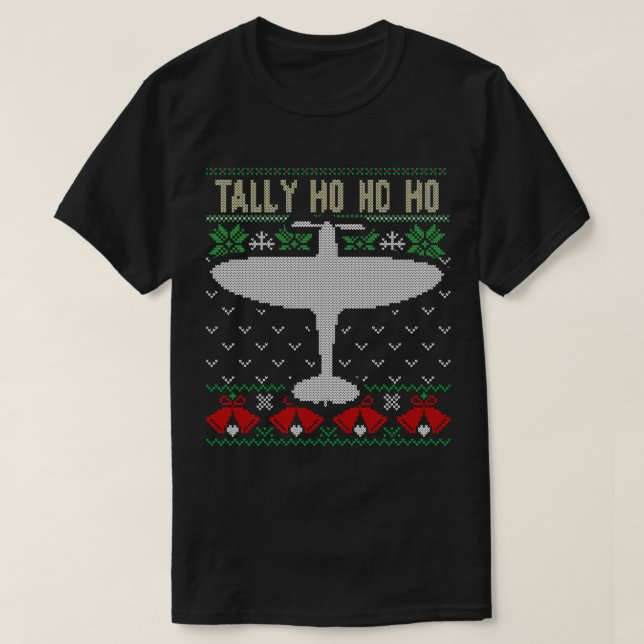 Spitfire jul ful jultröja stil flygplan luft t shirt (Design framsida)