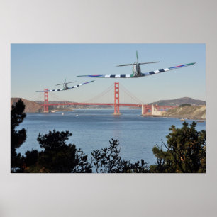 Spitfire och Golden Grind Bridge Poster