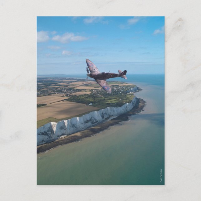 Spitfire över Engelska kusten. Vykort (Framsida)