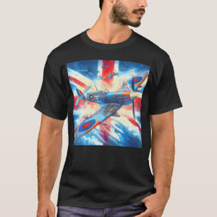 Spitfire Raf Supersea Ww2 Fighter Flygplan Uk Flag T Shirt