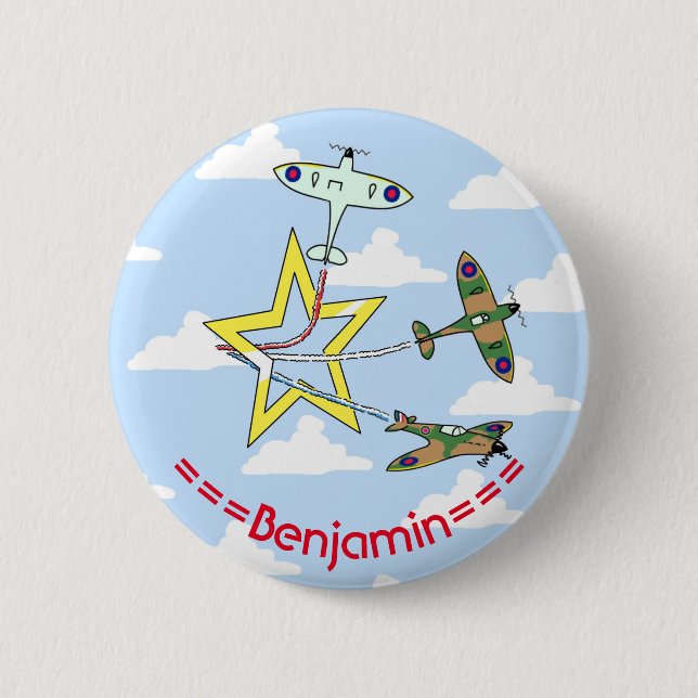 Spitfire Star Blå Himmel 6 Cm Rund Abzeichen Knapp (Framsida)