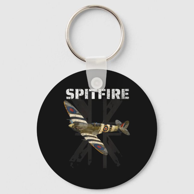 Spitfire Ww2 Battle Britain Fighter Flygplan Ace W Nyckelring (Framsida)
