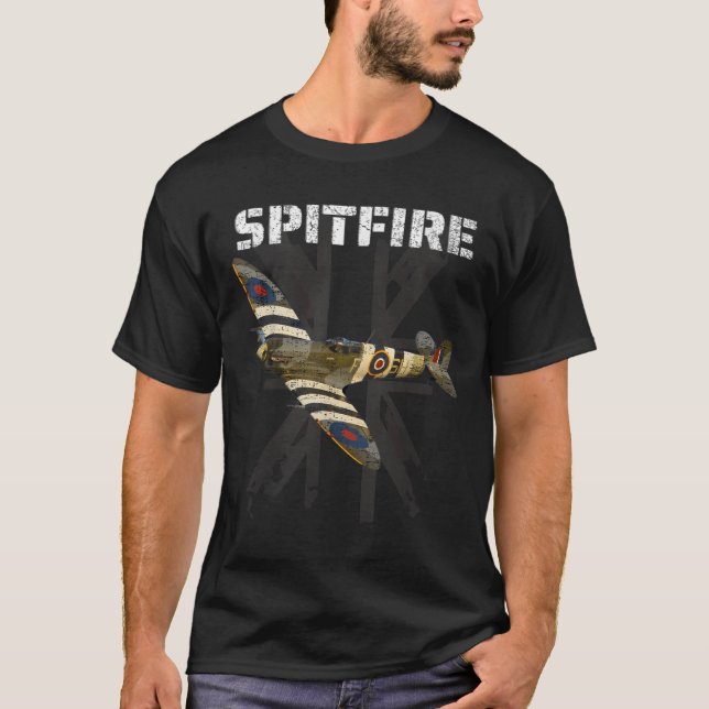 Spitfire Ww2 Battle Britain Fighter Flygplan Ace W T Shirt (Framsida)