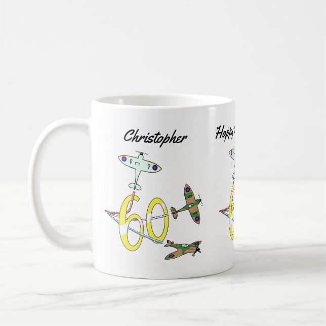 Spitfires 60-års födelsedags kaffemugg (Vänster)