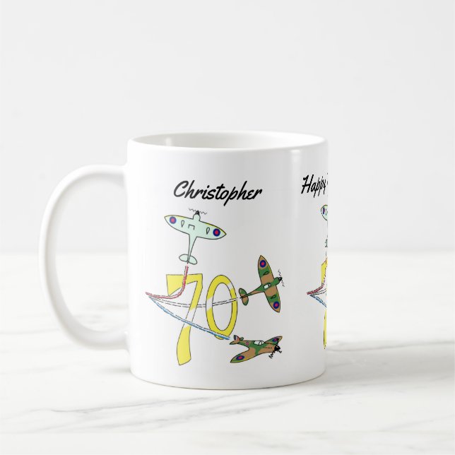 Spitfires 70-års födelsedags kaffemugg (Vänster)