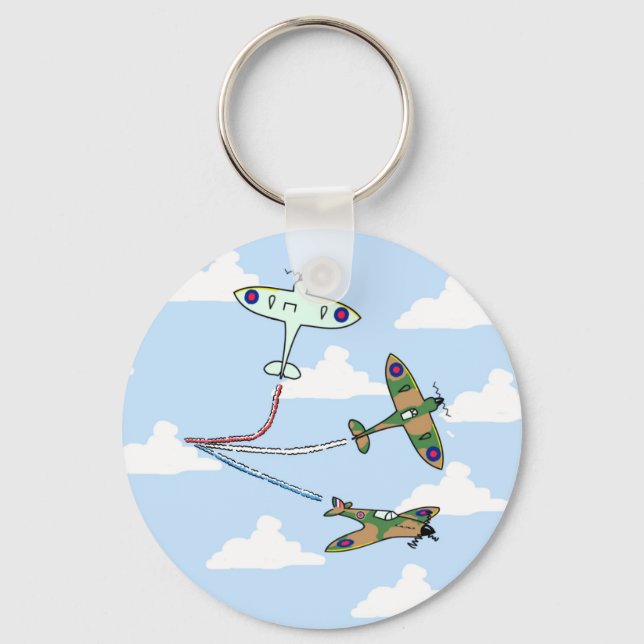Spitfires - Flyguppvisning - Födelsedag Nyckelring (Framsida)
