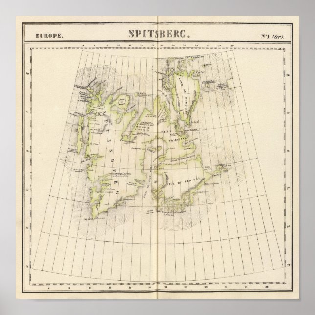 Spitsbergen, Norge Karta Poster (Framsidan)