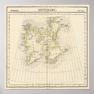 Spitsbergen norgekarta poster