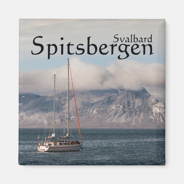 Spitsbergen Svalbard Sailboat Magnet (Framsidan)