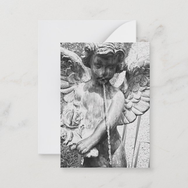 Spitting Stone Angel Fountain Sculpture Photo Anteckningskort (Framsida)