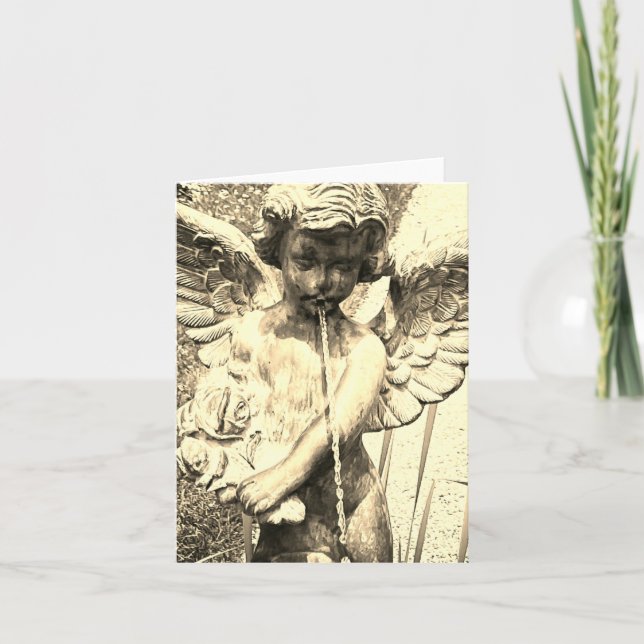 Spitting Stone Angel Fountain Sculpture Photo Anteckningskort (Framsida)