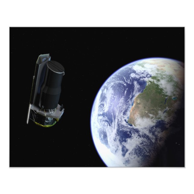 Spitzer avgår från jorden strax efter lanseringen fototryck (Framsidan)