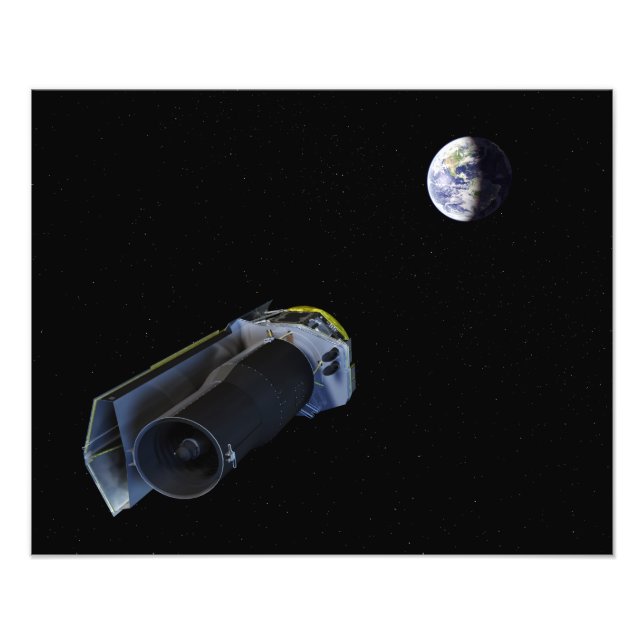 Spitzer pekar på sin antenn med hög vinst fototryck (Framsidan)