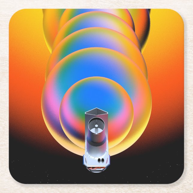 Spitzer Space Telescope Poster. Underlägg Papper Kvadrat (Framsidan)