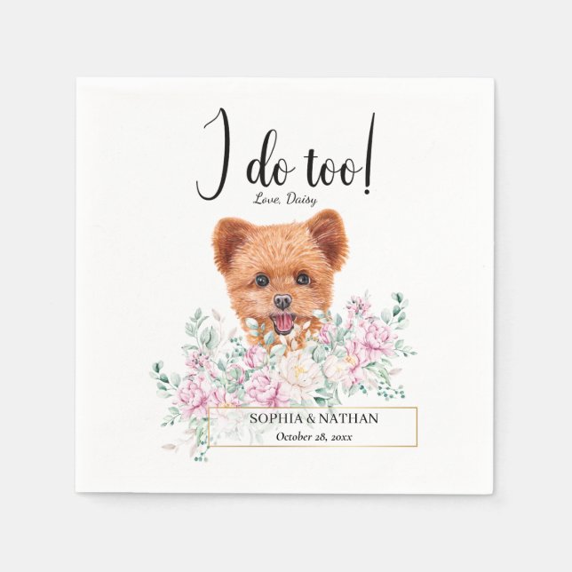 Spitzpoo Hund Bröllop Cocktail Napkins Pappersservett (Framsidan)