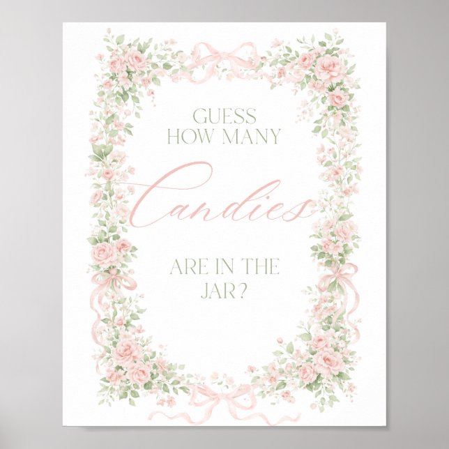 Spjälbarn i blomman flicka gissa godis spel med bl poster (Framsidan)