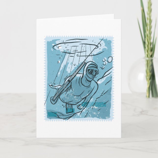 Spjutfiskedykare Spjutfiske Dykning Present Kort (Framsida)