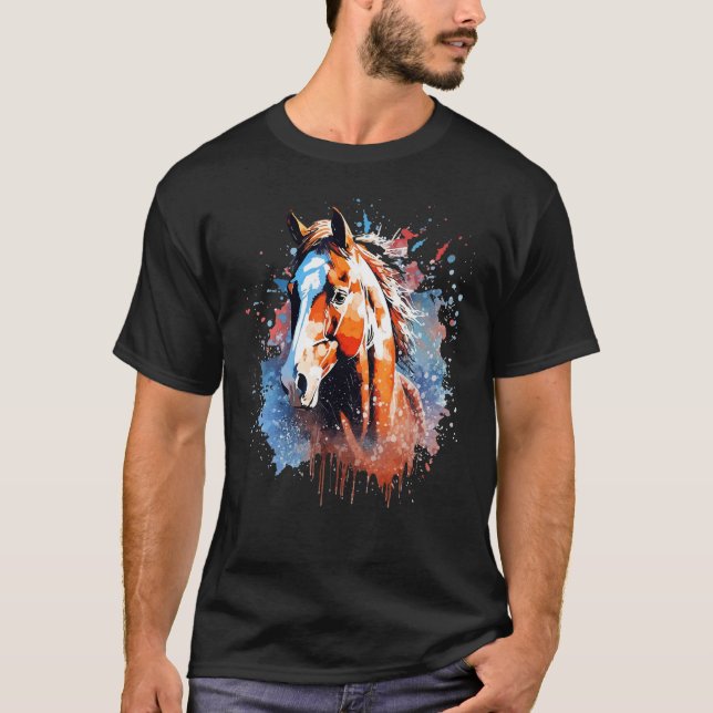 Splash American Quarter Horse  Colorful T Shirt (Framsida)