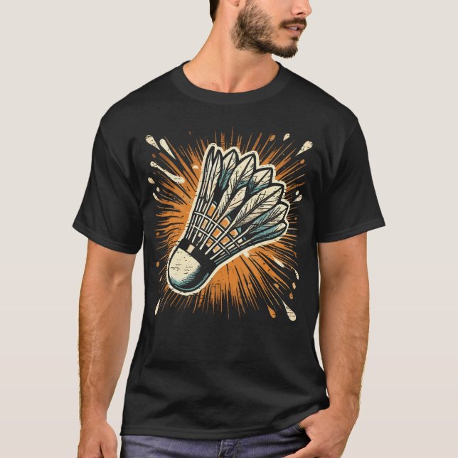 Splash Art Badminton Fjäderboll T Shirt (Framsida)