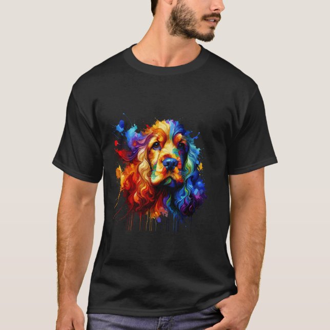 Splash Art Cocker Spaniel Spaniels T Shirt (Framsida)