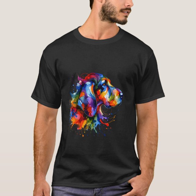 Splash Art Coonhound Coon Hund T Shirt (Framsida)