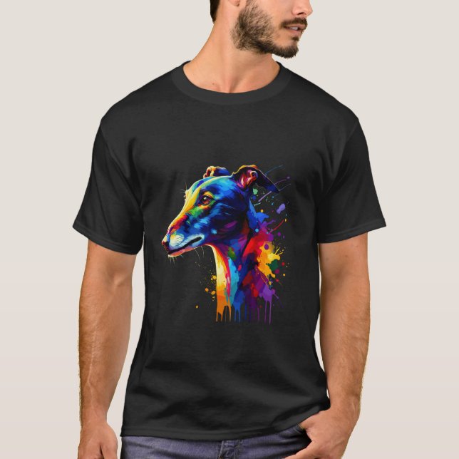 Splash Art Engelsk Greyhound Engelsk Sighthound T Shirt (Framsida)