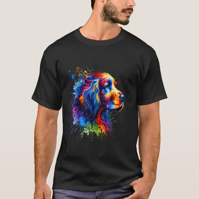 Splash Art Engelsk Setter T Shirt (Framsida)