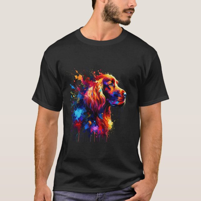 Splash Art Irländsk Setter T Shirt (Framsida)