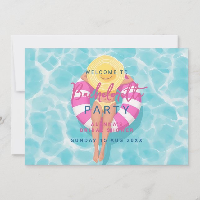  Splash bachelorette Pool Party bröllop  Inbjudningar (Framsida)