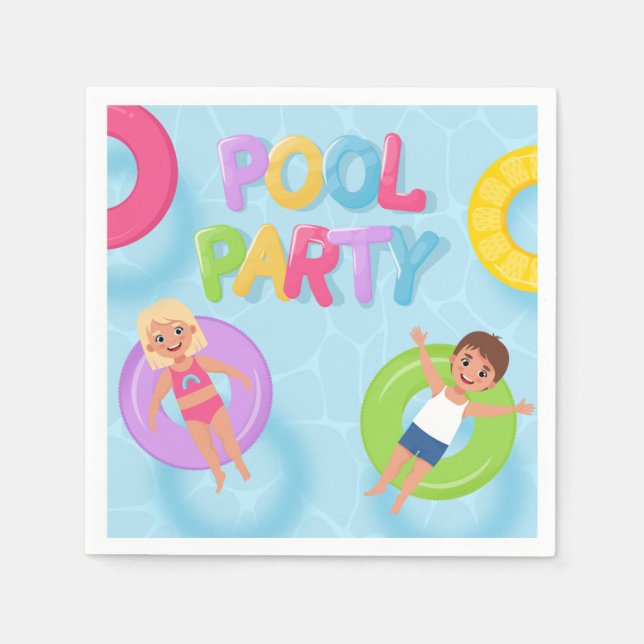 Splash Bash Kids Pool Party Birthday Pappersservett (Framsidan)