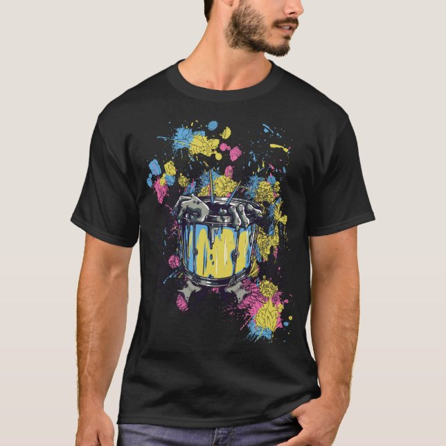 Splash Drummer - Farbexplosion auf der Snare T Shirt (Framsida)