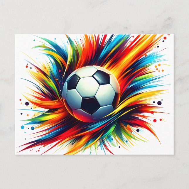Splash Fotboll Futuristisk Fotboll Abstrakt Helg Vykort (Framsida)