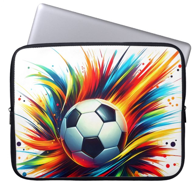 Splash Fotboll Futuristisk Fotboll Abstrakt Laptop Fodral (Framsidan)
