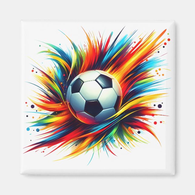 Splash Fotboll Futuristisk Fotboll Abstrakt Magnet (Framsidan)