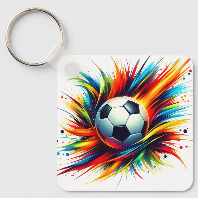 Splash Fotboll Futuristisk Fotboll Abstrakt Nyckelring (Framsida)
