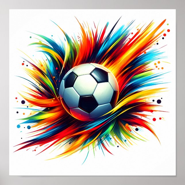 Splash Fotboll Futuristisk Fotboll Abstrakt Poster (Framsidan)