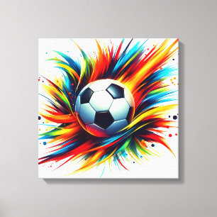Splash Fotbolls Futuristisk Fotboll Abstrakt Canvastryck