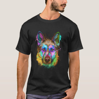 Splash Ger Shepherd Gsd T Shirt