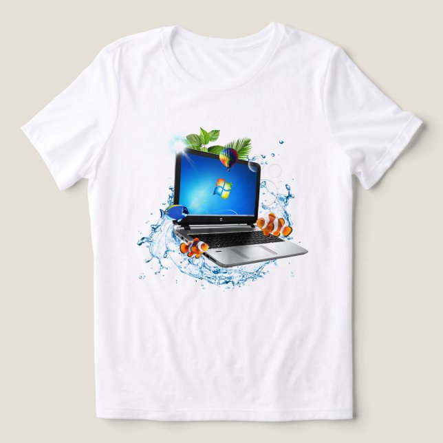 Splash Laptop Frutiger Aero ( feminine ) T Shirt (Design Framsida)