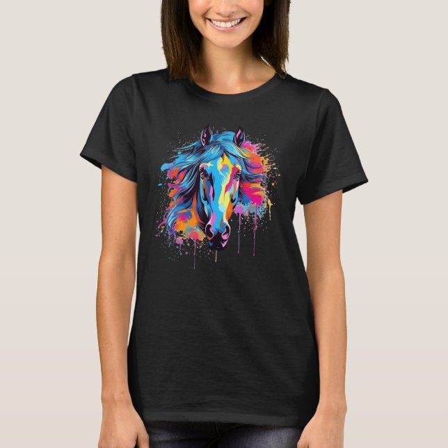Splash Morab-häst  Färgrik T Shirt (Framsida)