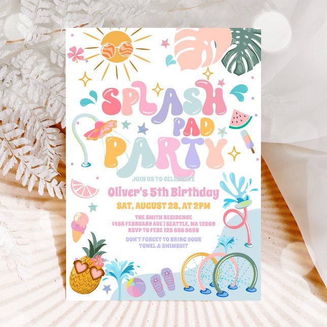 Splash Pad Party Pool Party Summer Birthday Inbjudningar (Skapare uppladdad)