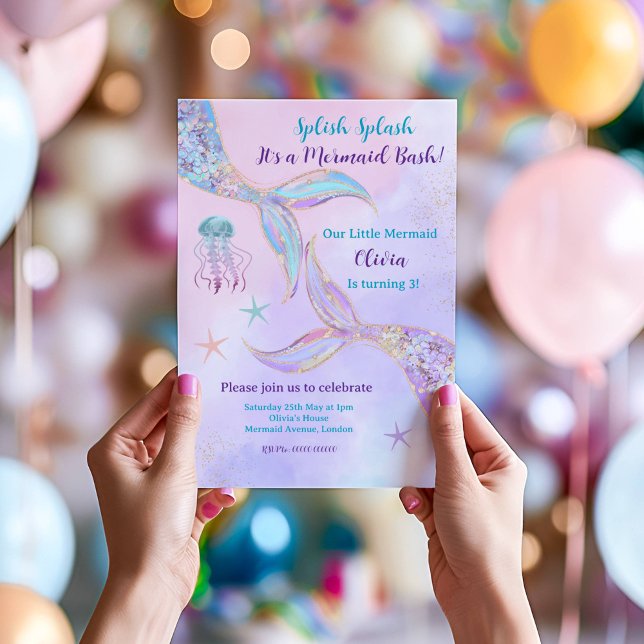 Splash Stänk Det är en Mermaid Bash-inbjudan Inbjudningar (Skapare uppladdad)
