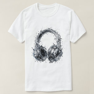 Splash Vatten Hörlurar Fluid Audio Musik Konst T Shirt
