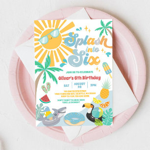 Splasha in i sex fantastiska sommarstrand 6-årsdag inbjudningar