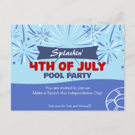 Splashin' 4:e juli Bassäng Party Inbjudan Vykort