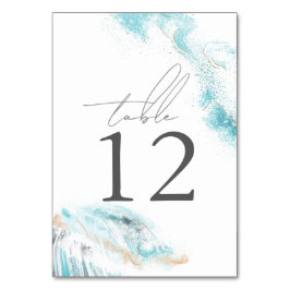 Splashing Blue Waves Coastal Wedding Bordsnummer